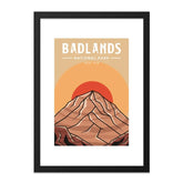 Badlands National Park Wall Art, Travel Poster Print, Minimalist Landscape Art, Vintage Style Decor, Home Decor Wall Art - Tawshia